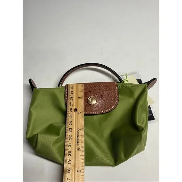 Longchamp Mini Le Pliage Green Top Handle Bag + Strap - Picture 8 of 9
